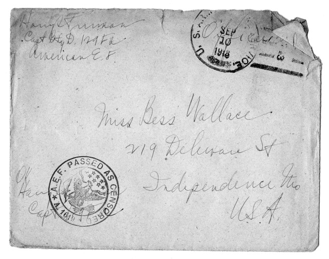 Letter from Harry S. Truman to Bess Wallace