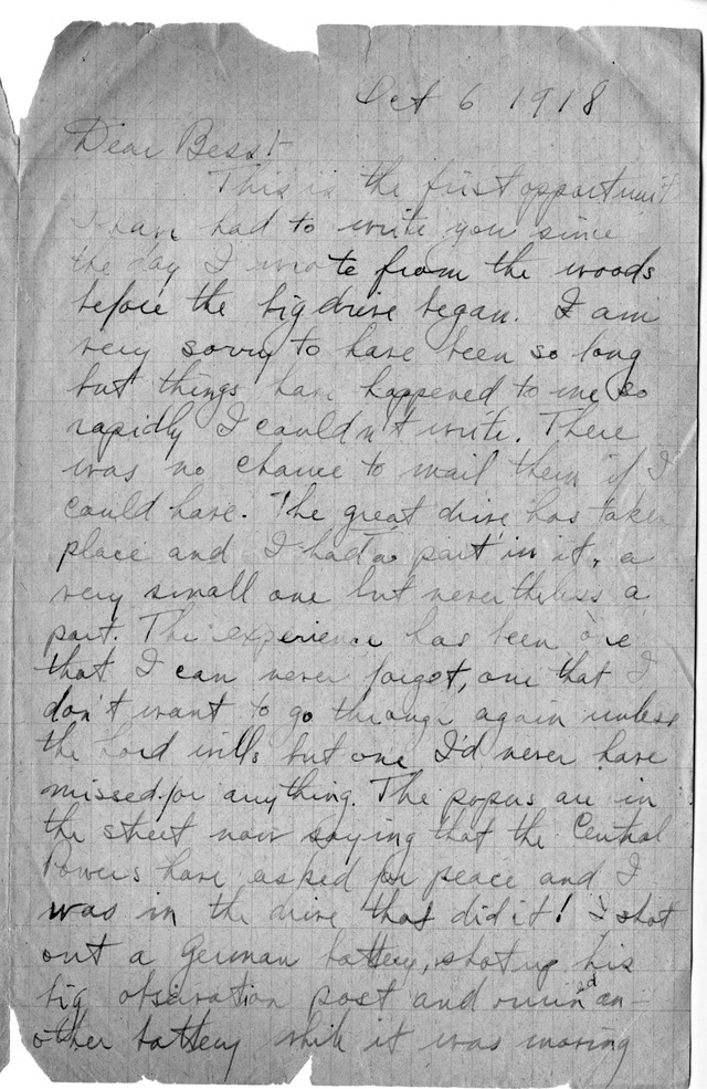 Letter from Harry S. Truman to Bess Wallace