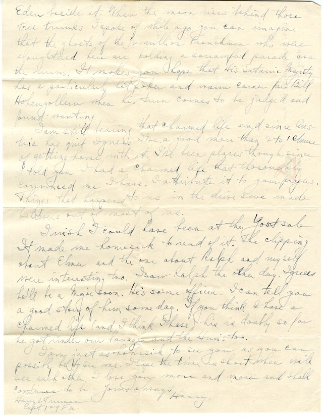 Letter from Harry S. Truman to Bess Wallace