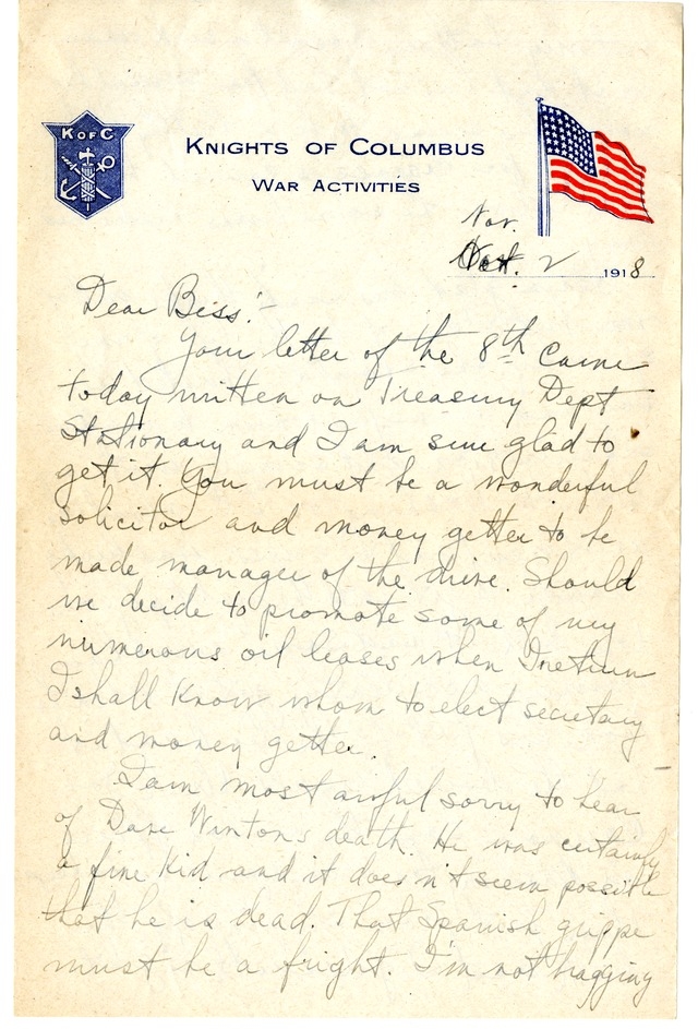Letter from Harry S. Truman to Bess Wallace