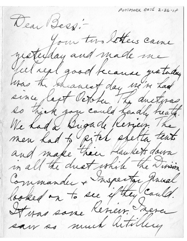 Letter from Harry S. Truman to Bess Wallace