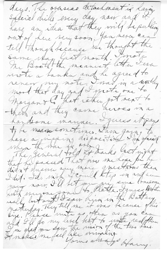 Letter from Harry S. Truman to Bess Wallace