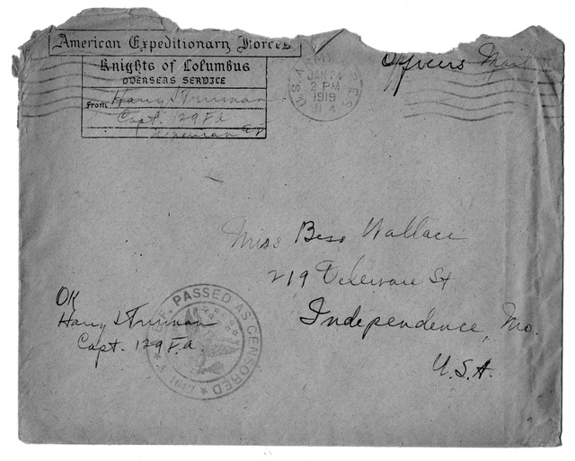 Letter from Harry S. Truman to Bess Wallace