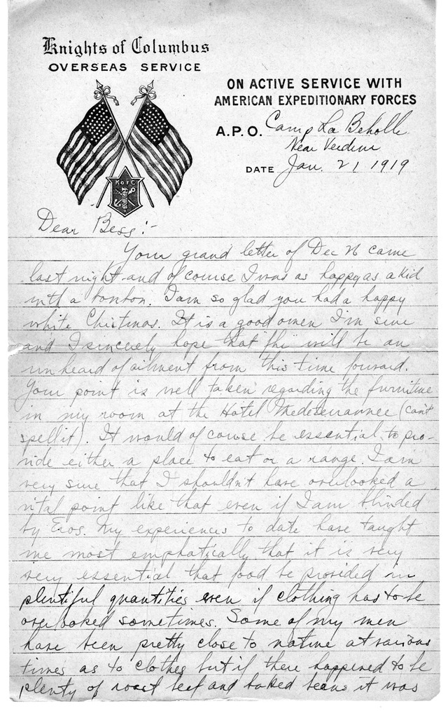 Letter from Harry S. Truman to Bess Wallace