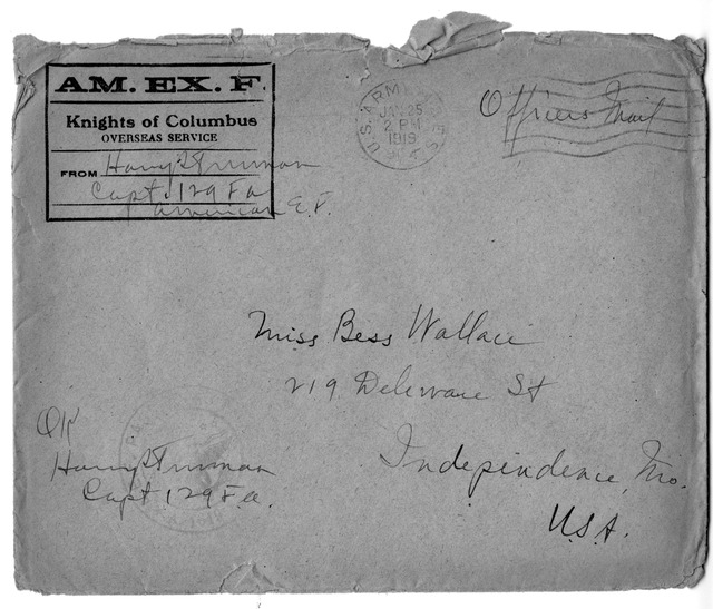 Letter from Harry S. Truman to Bess Wallace