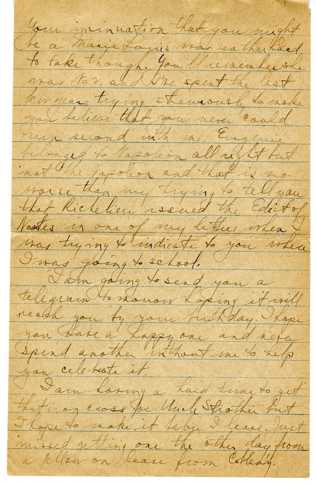 Letter from Harry S. Truman to Bess Wallace