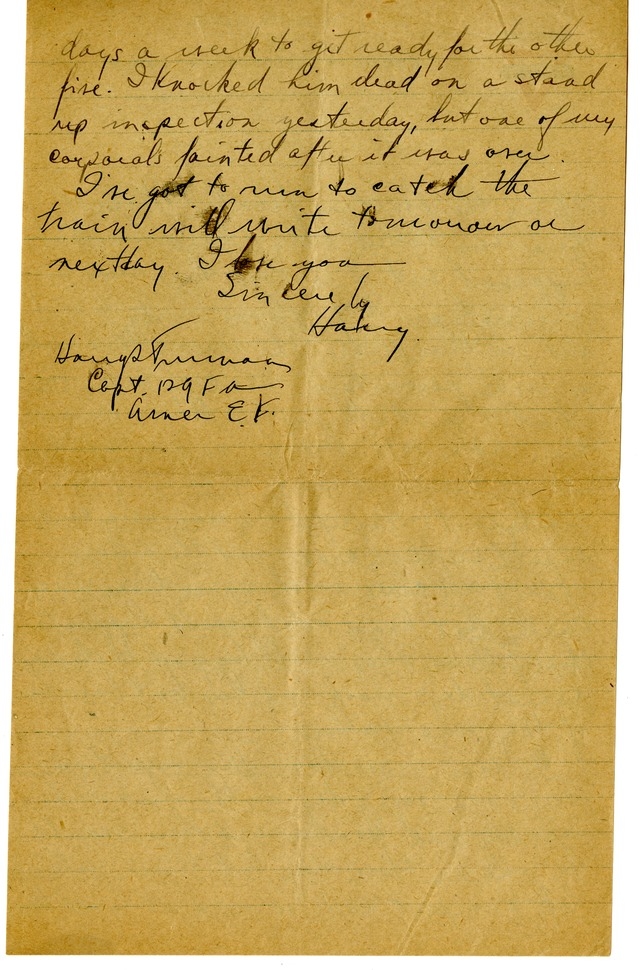 Letter from Harry S. Truman to Bess Wallace