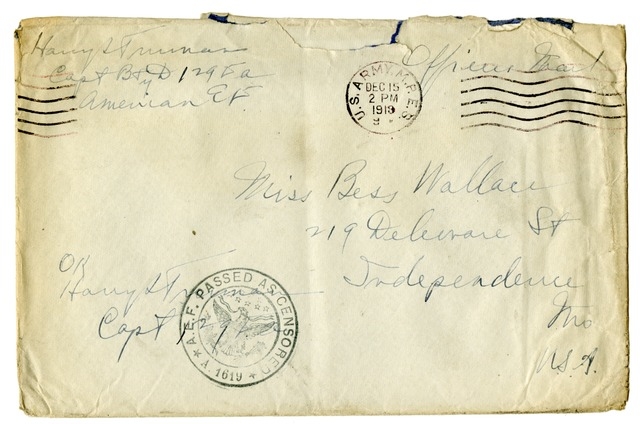 Letter from Harry S. Truman to Bess Wallace