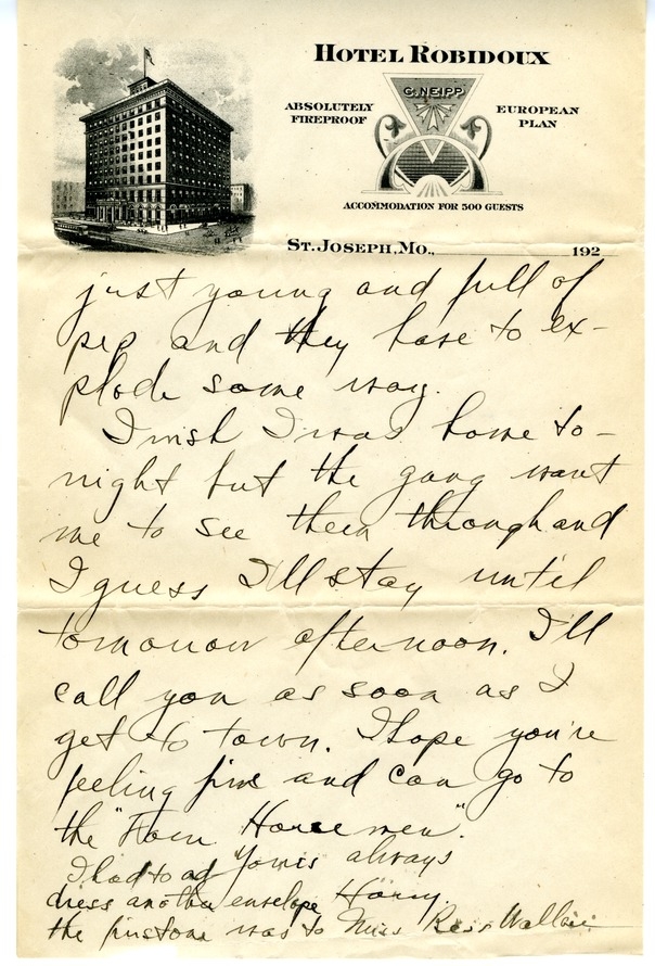 Letter from Harry S. Truman to Bess W. Truman