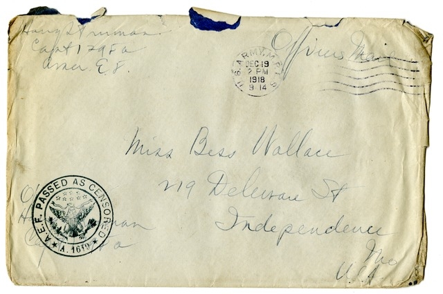 Letter from Harry S. Truman to Bess Wallace
