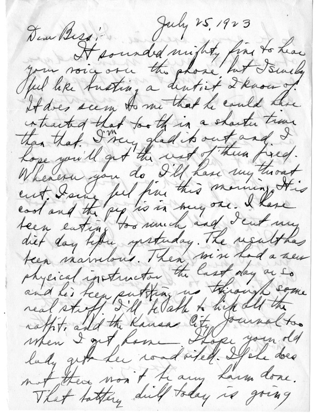 Letter from Harry S. Truman to Bess W. Truman