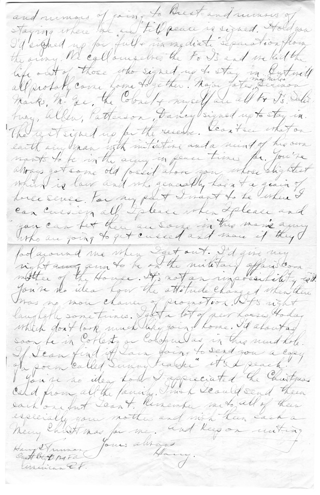 Letter from Harry S. Truman to Bess Wallace