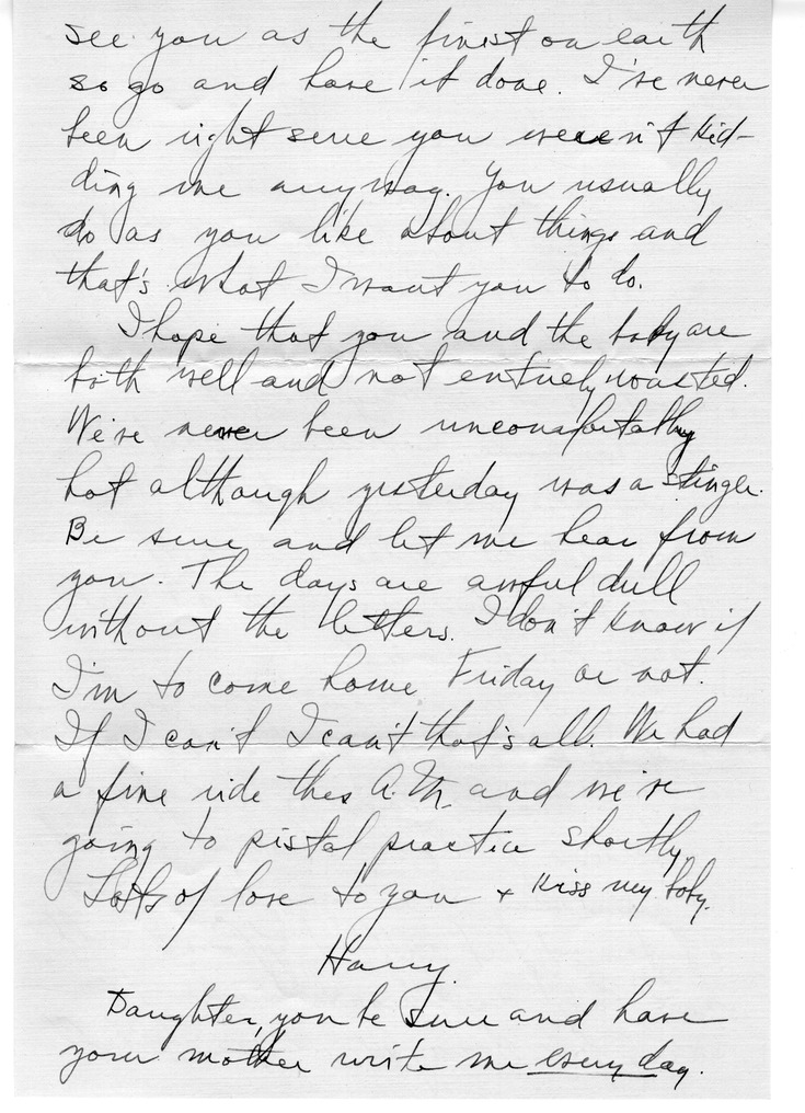 Letter from Harry S. Truman to Bess W. Truman