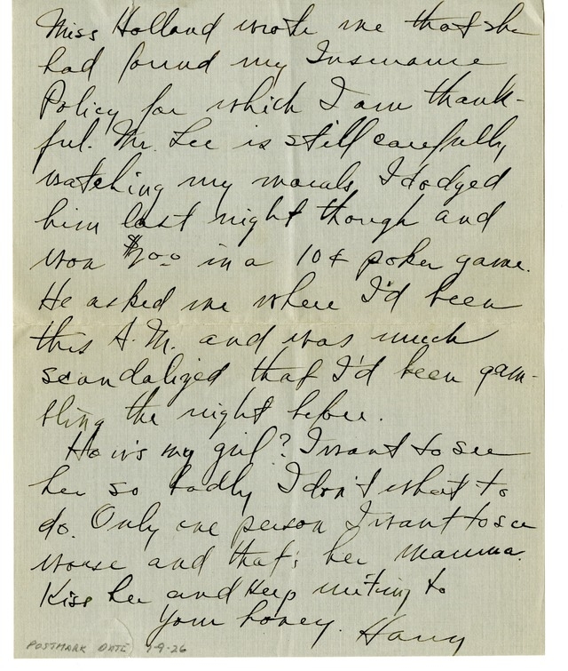 Letter from Harry S. Truman to Bess W. Truman