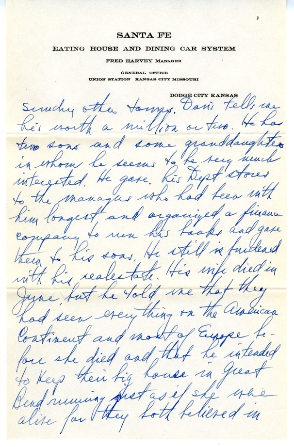 Letter from Harry S. Truman to Bess W. Truman