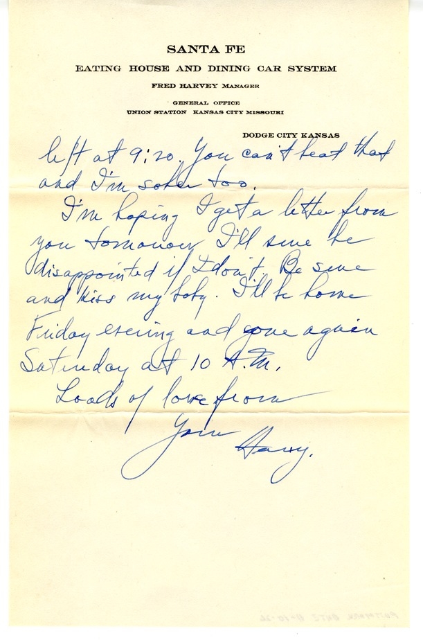 Letter from Harry S. Truman to Bess W. Truman