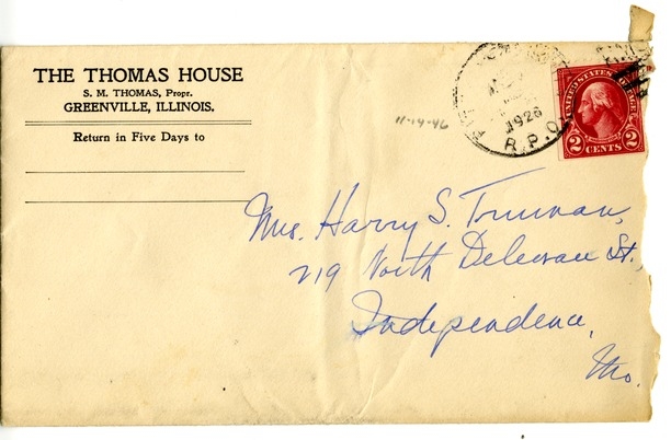 Letter from Harry S. Truman to Bess W. Truman