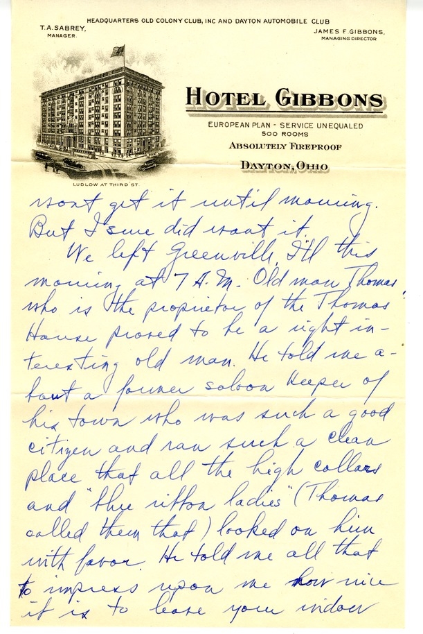 Letter from Harry S. Truman to Bess W. Truman