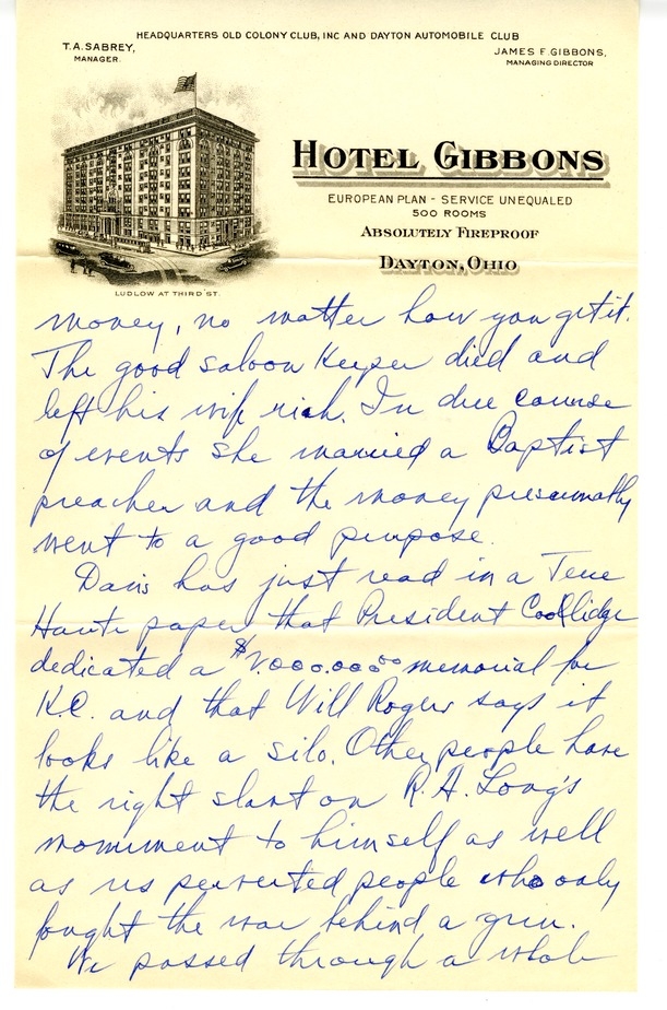 Letter from Harry S. Truman to Bess W. Truman