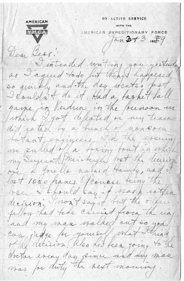 Letter from Harry S. Truman to Bess Wallace