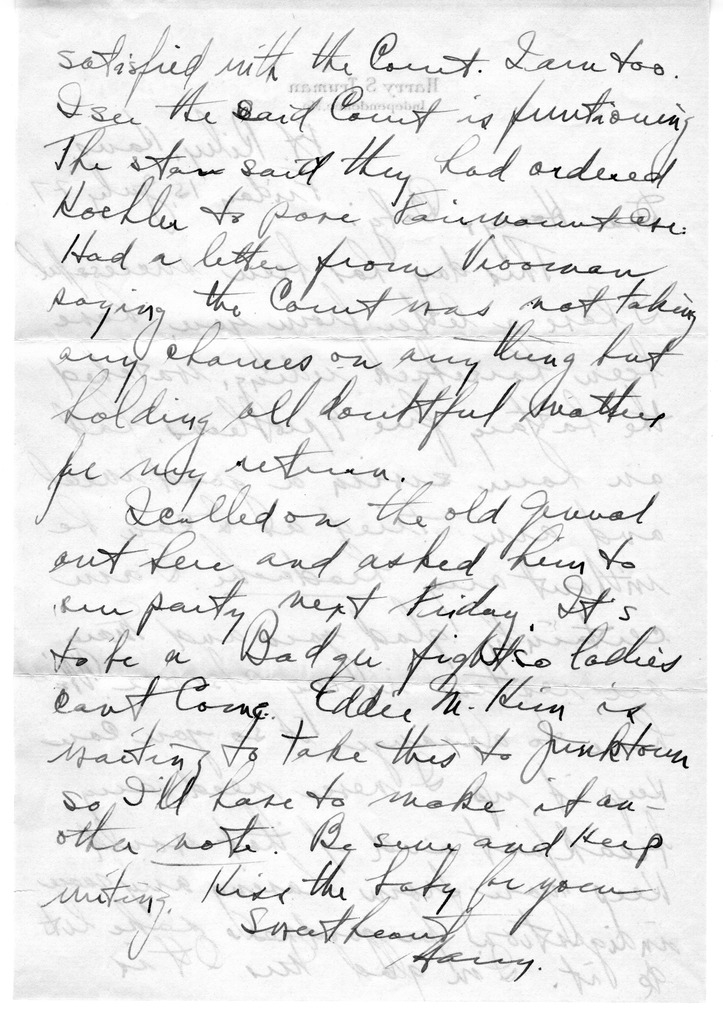 Letter from Harry S. Truman to Bess W. Truman