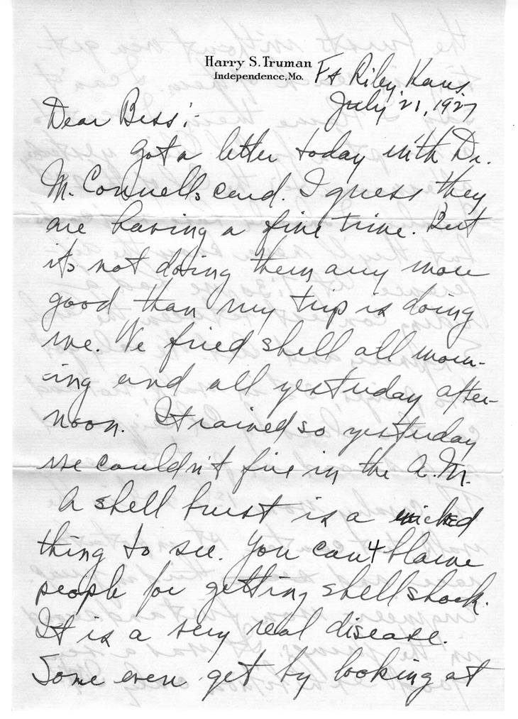 Letter from Harry S. Truman to Bess W. Truman