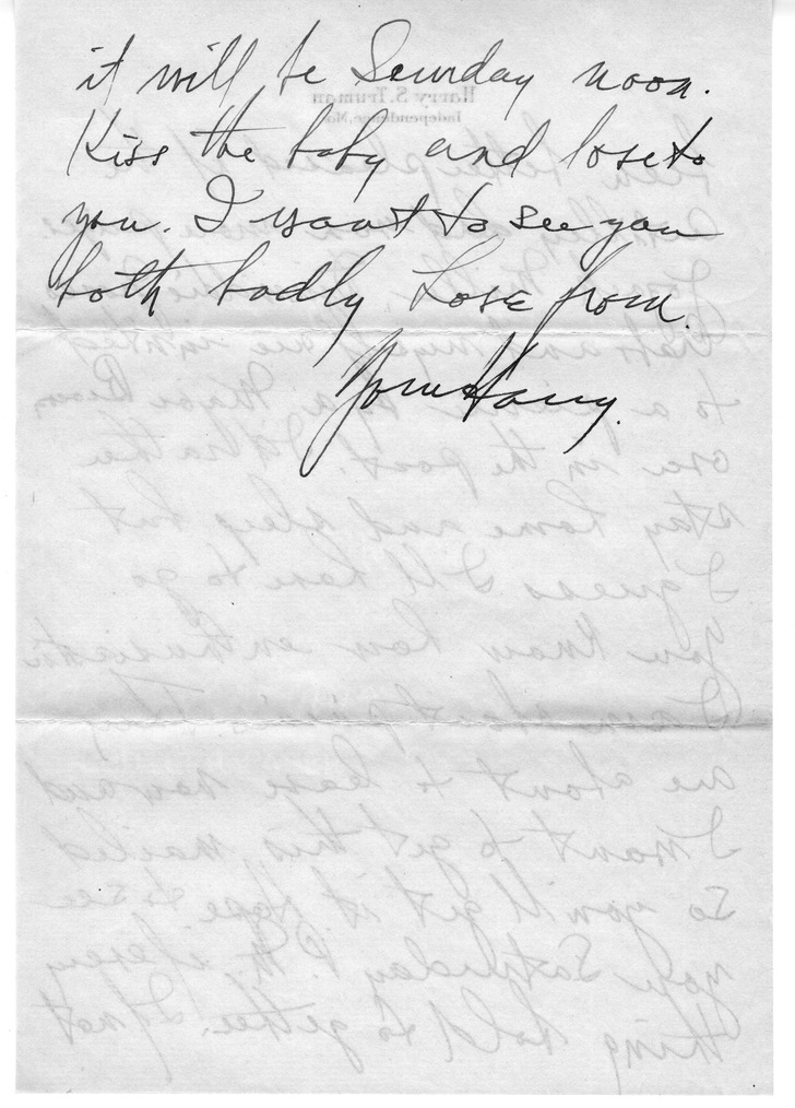 Letter from Harry S. Truman to Bess W. Truman