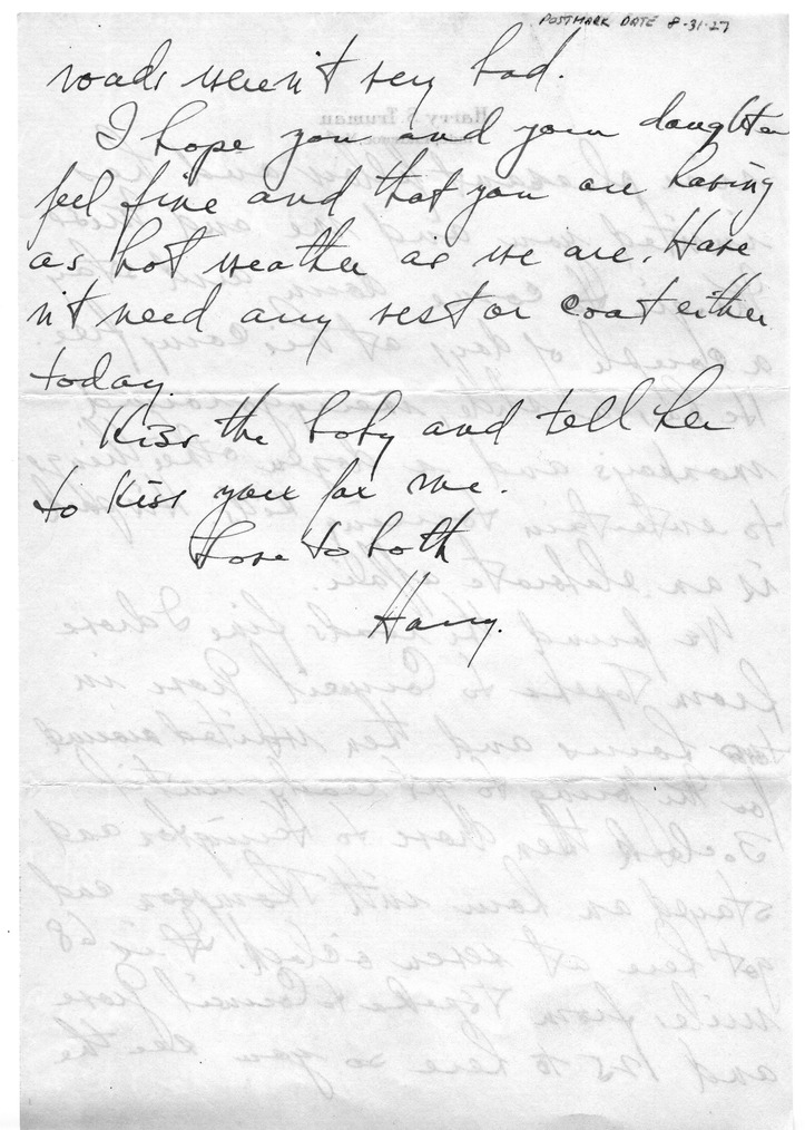 Letter from Harry S. Truman to Bess W. Truman