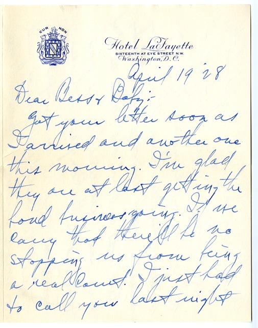 Letter from Harry S. Truman to Bess W. Truman