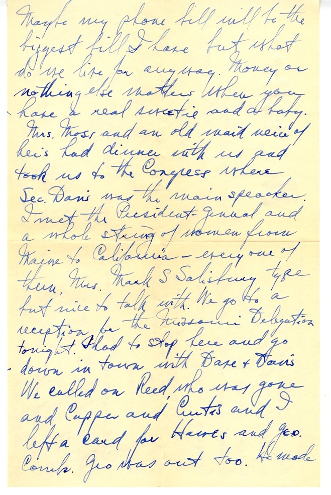 Letter from Harry S. Truman to Bess W. Truman