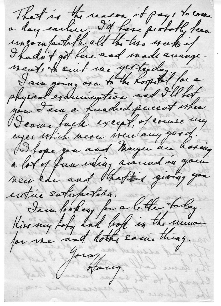 Letter from Harry S. Truman to Bess W. Truman
