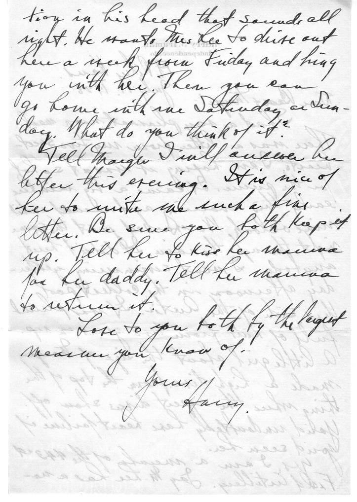 Letter from Harry S. Truman to Bess W. Truman