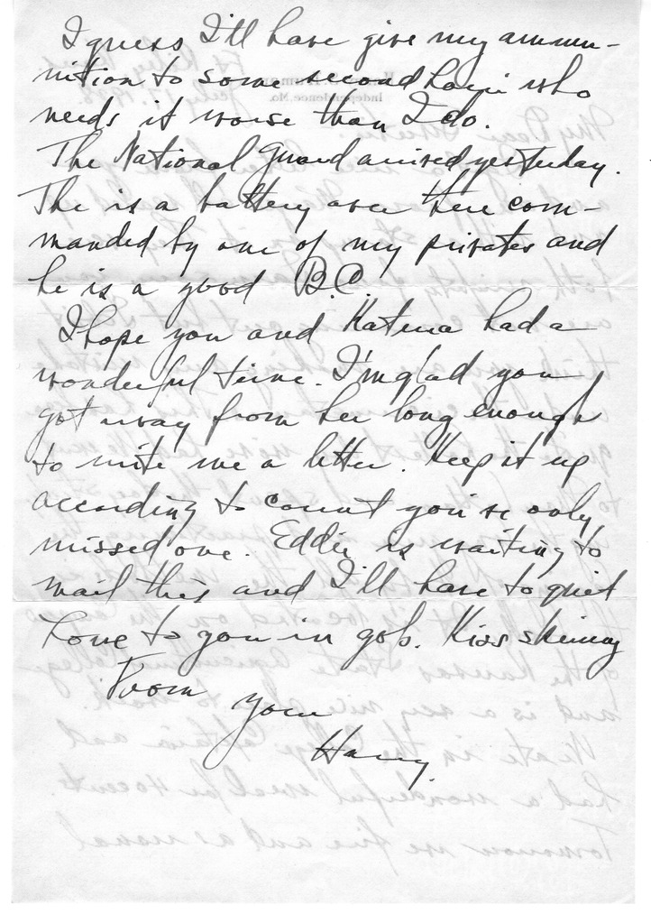 Letter from Harry S. Truman to Bess W. Truman