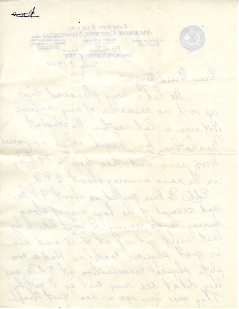 Letter from Harry S. Truman to Bess W. Truman