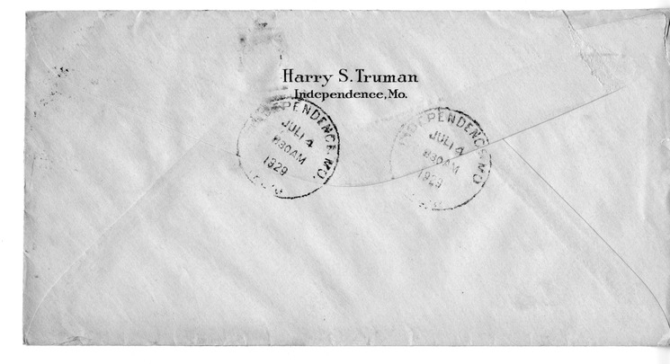 Letter from Harry S. Truman to Bess W. Truman