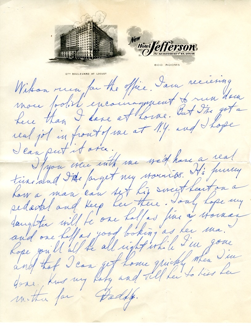 Letter from Harry S. Truman to Bess W. Truman