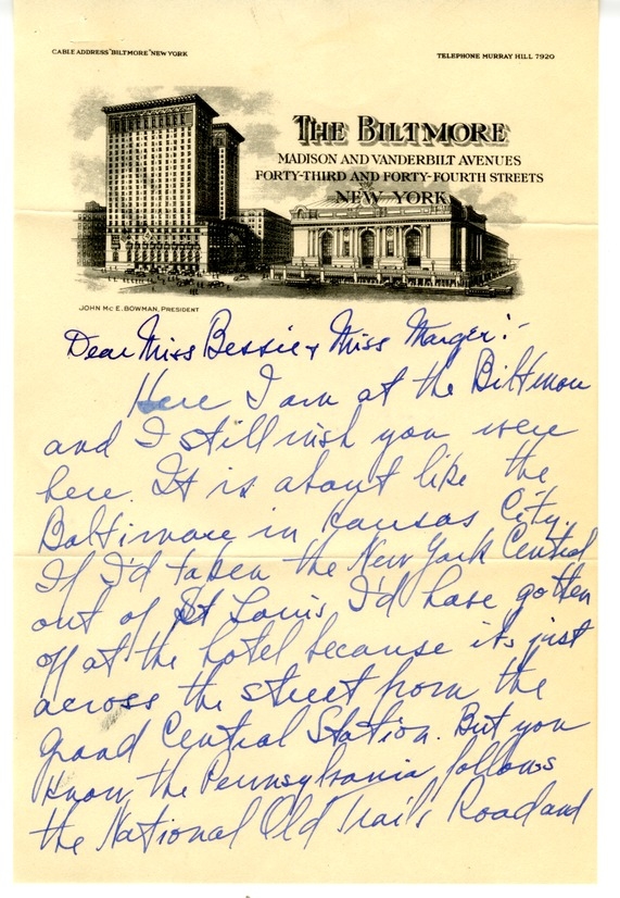 Letter from Harry S. Truman to Bess W. Truman