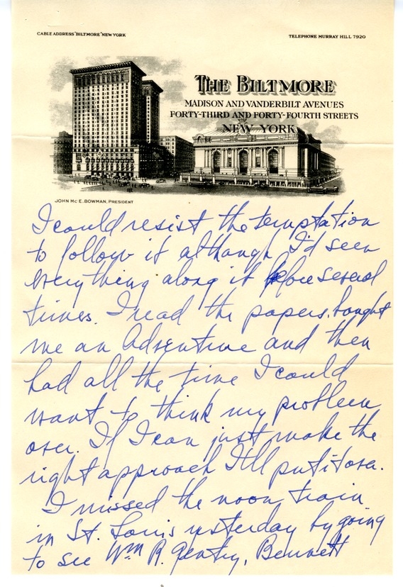Letter from Harry S. Truman to Bess W. Truman