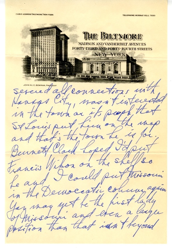 Letter from Harry S. Truman to Bess W. Truman