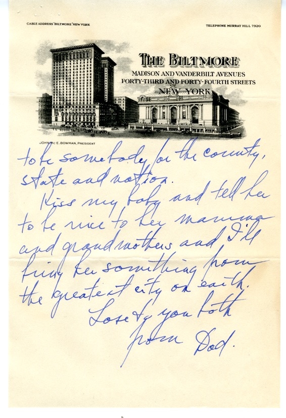 Letter from Harry S. Truman to Bess W. Truman