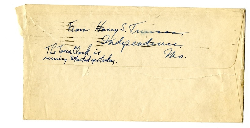 Letter from Harry S. Truman to Bess W. Truman
