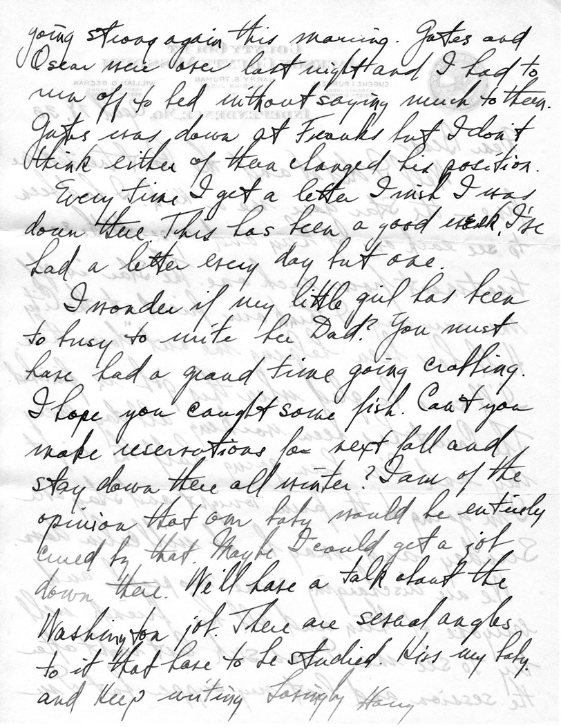 Letter from Harry S. Truman to Bess W. Truman