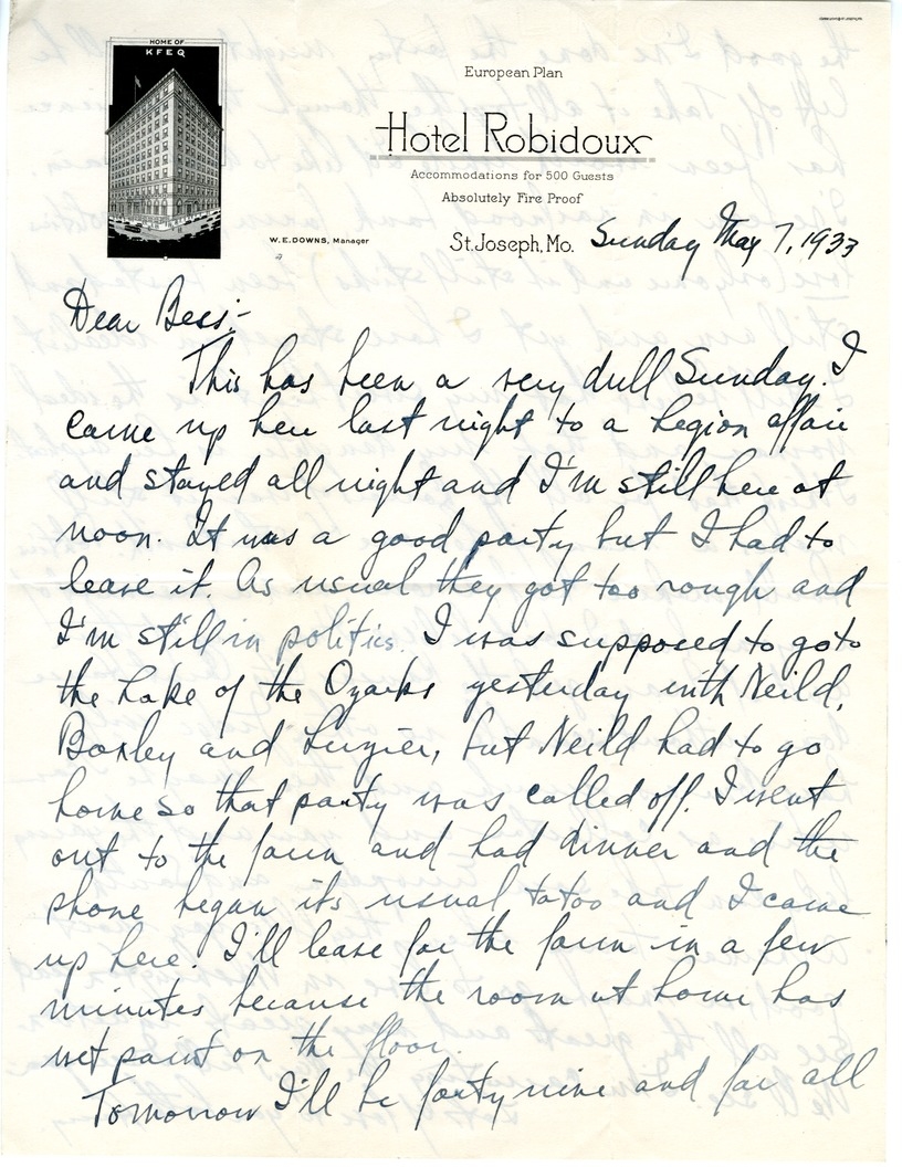Letter from Harry S. Truman to Bess W. Truman