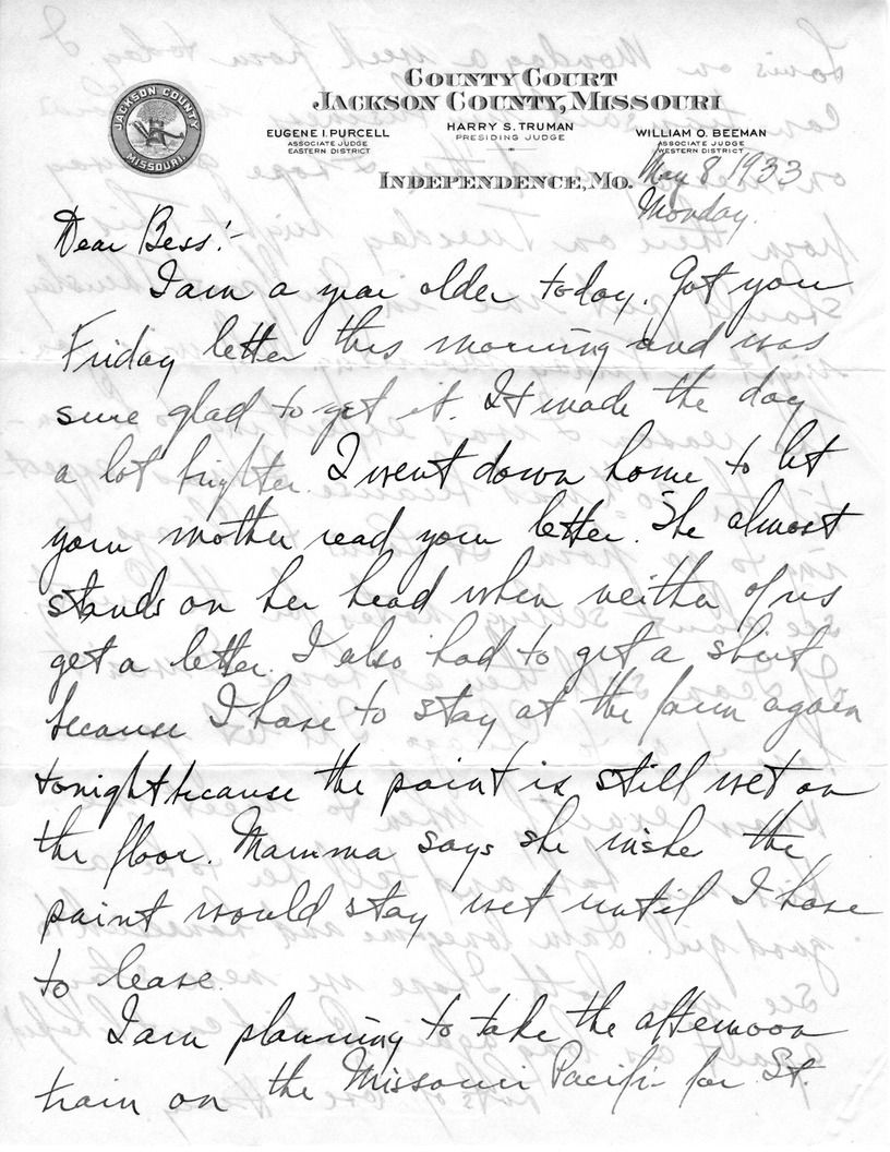 Letter from Harry S. Truman to Bess W. Truman