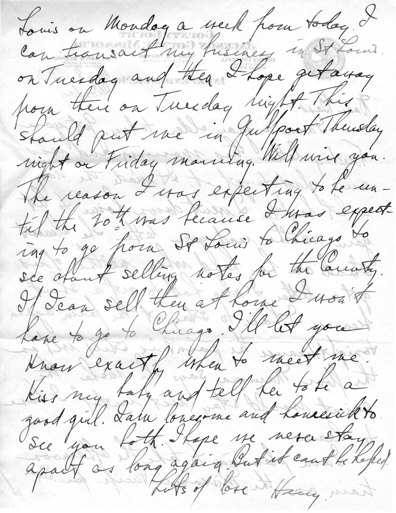 Letter from Harry S. Truman to Bess W. Truman