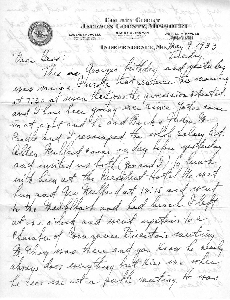 Letter from Harry S. Truman to Bess W. Truman