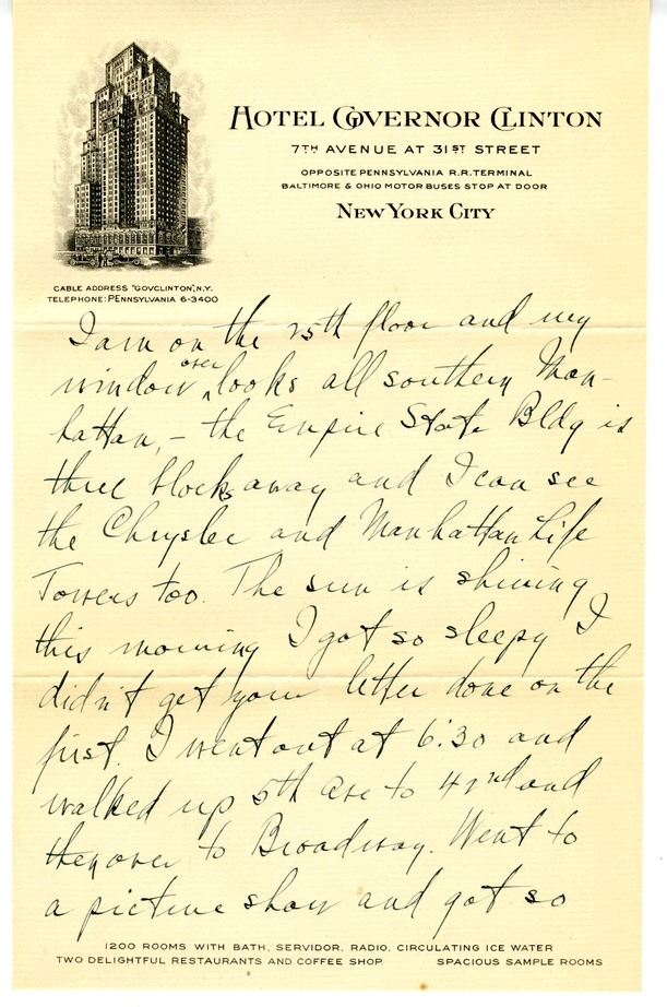 Letter from Harry S. Truman to Bess W. Truman
