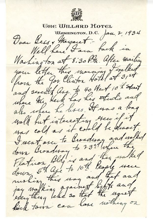 Letter from Harry S. Truman to Bess W. Truman