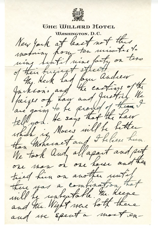Letter from Harry S. Truman to Bess W. Truman