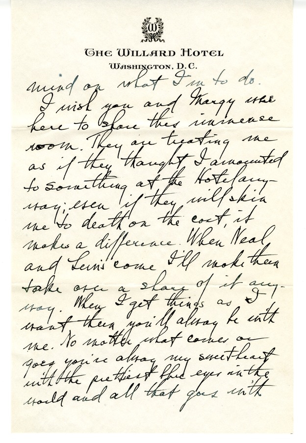 Letter from Harry S. Truman to Bess W. Truman